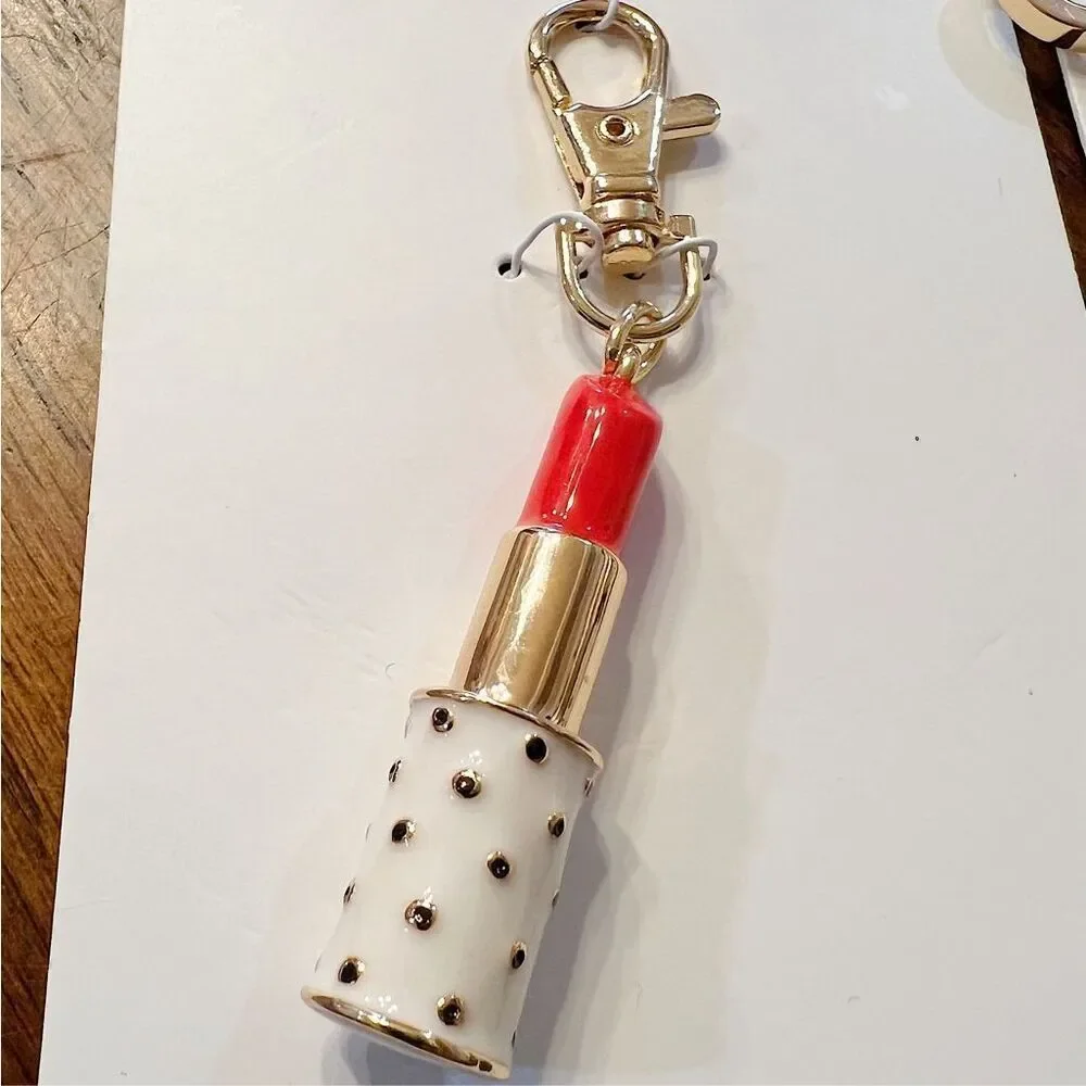Kate Spade Lipstick Lucky Keychains Charm New 2 pieces